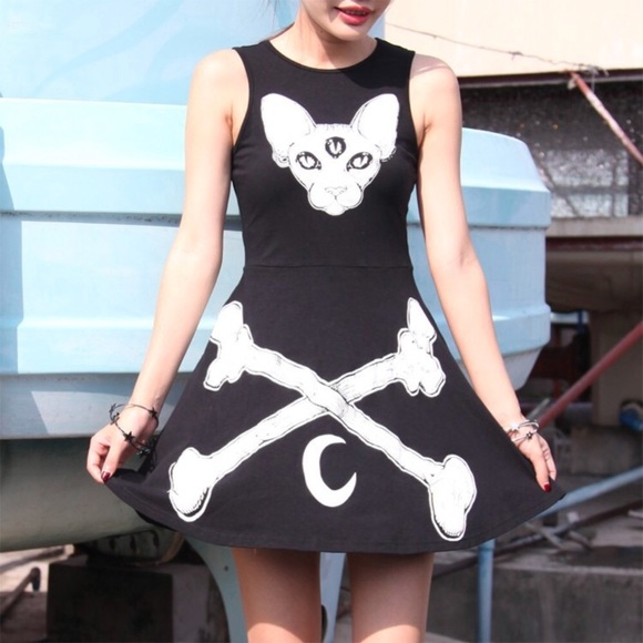 Third Eye Sphynx Cat Skater Mini Dress - Picture 2 of 7